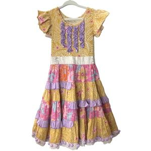 Mustard Pie McKenna Dress in Yellow and Purple 4